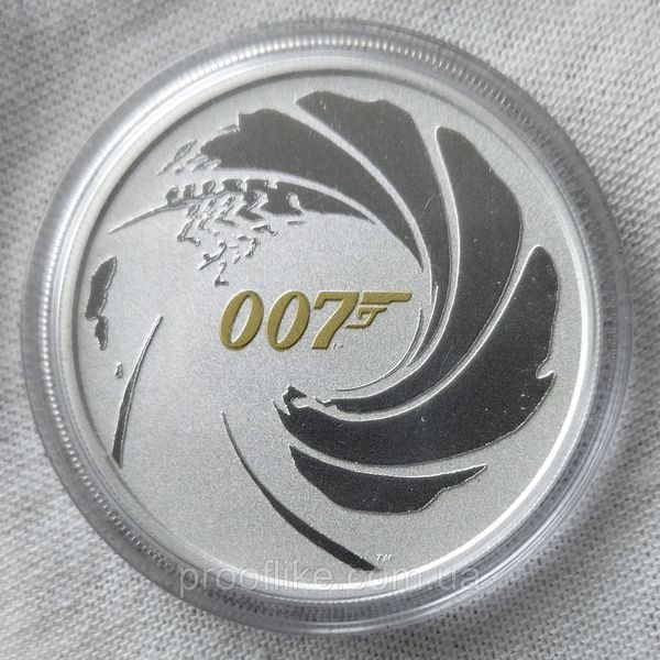 Срібна монета з позолотою 1oz Джеймс Бонд 007, 1 долар 2021, Тувалу 7 фото