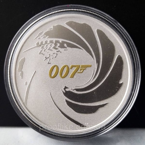 Срібна монета з позолотою 1oz Джеймс Бонд 007, 1 долар 2021, Тувалу 7 фото