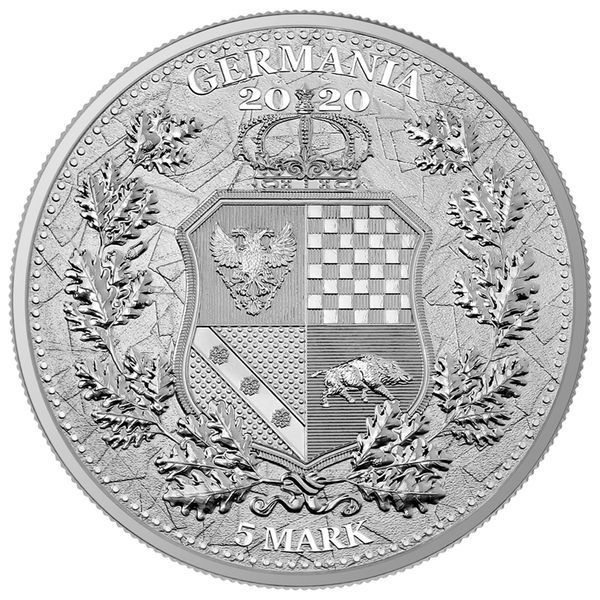 Серебряная монета "Италия и Германия" серия "Аллегории", 1 унция чистого серебра, 5 марок, Польша, 2020 ALLEG_ITA_GERM_2020 фото