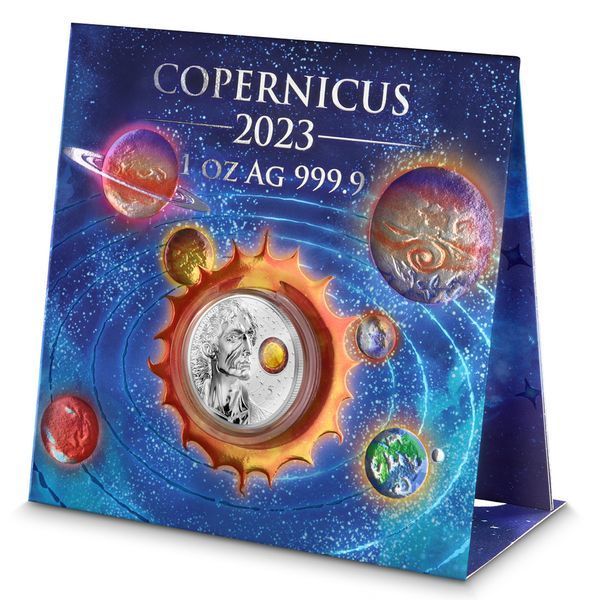 Серебряная монета "Коперник", 1 унция чистого серебра, 5 евро, Мальта, 2023 KOPERNIK-2023 фото