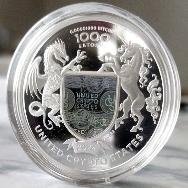 Срібна монета "Свобода України", 1000 Сатоші,&nbsp;1oz, пруф,&nbsp;Сполучені Крипто Штати,&nbsp;2024 FREEDOM-UKR фото