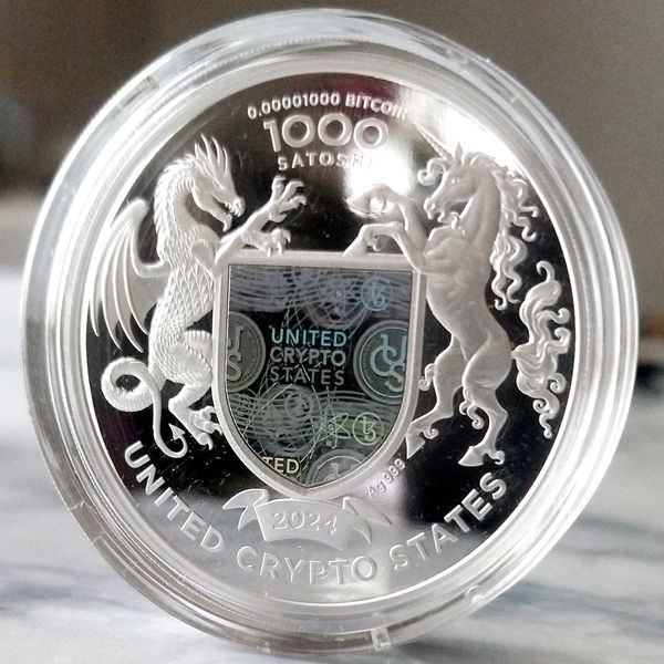 Срібна монета "Свобода України", 1000 Сатоші, 1oz, пруф, Сполучені Крипто Штати, 2024 FREEDOM-UKR фото