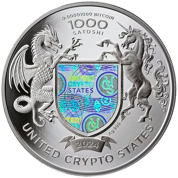 Срібна монета "Свобода України", 1000 Сатоші, 1oz, пруф, Сполучені Крипто Штати, 2024 FREEDOM-UKR фото