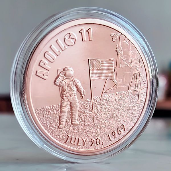 Мідний раунд "Apollo 11 &ndash; 50-річчя висадки на Місяць", 1 унція AVDP чистої міді 999, США, 2019 CU-GSM APOLLO-11-1OZ фото