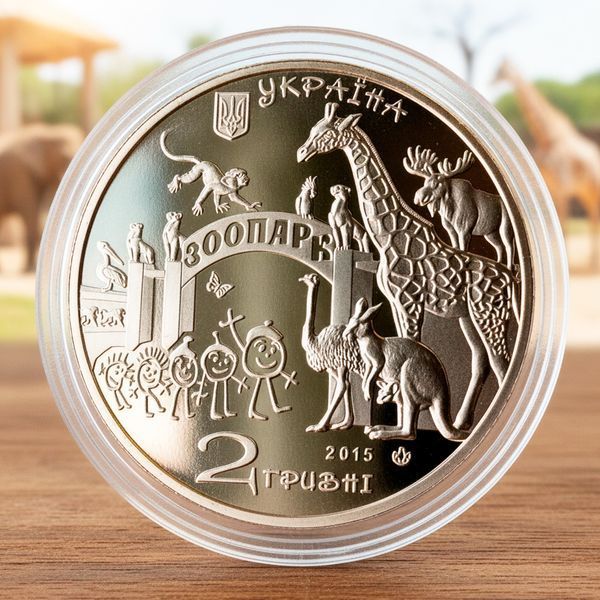 Монета НБУ "120 років Харківському зоопарку",&nbsp;2 гривні, 2015 N-120-KHARKIV-ZOO-2015 фото