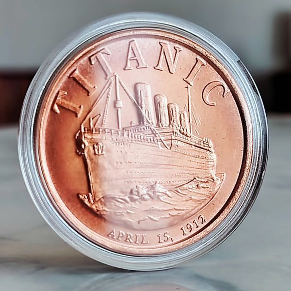 Мідний раунд "Титанік", 1 унція AVDP чистої міді 999, США CU-TITANIC-1OZ фото