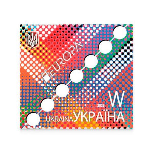 Почтовый набор от Укрпочты "EUROPA. 70 лет маркам EUROPA" (2 листа, конверт), 2026 PN-EUROPA70-26 фото