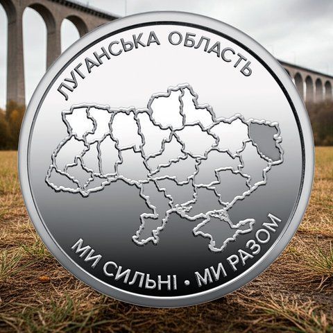 Oбігова пам&rsquo;ятна монета "Ми сильні. Ми разом. Луганська область", 10 гривень, 2025 LUGANSK-STRONG10 фото
