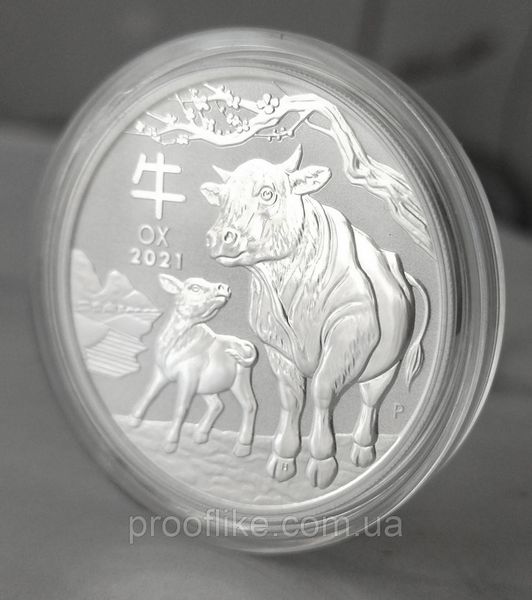 Срібна монета Лунар 2021 Рік Бика Lunar 1oz LUNAR BYK фото