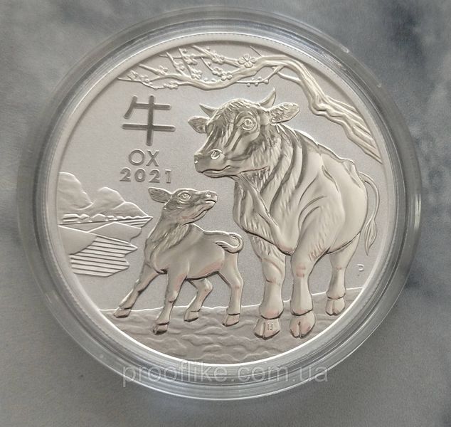 Срібна монета Лунар 2021 Рік Бика Lunar 1oz LUNAR BYK фото