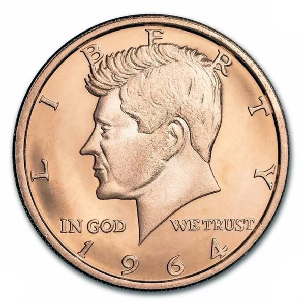 Медный раунд "Джон Ф. Кеннеди", 1 унция AVDP чистой меди 999, США CU-KENNEDY-1OZ фото