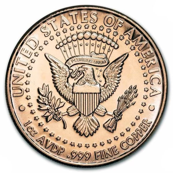 Медный раунд "Джон Ф. Кеннеди", 1 унция AVDP чистой меди 999, США CU-KENNEDY-1OZ фото