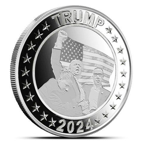 Срібний раунд "Замах на Трампа", 1 унція чистого срібла 999, США,&nbsp;2024 R-TRUMP-2024 фото