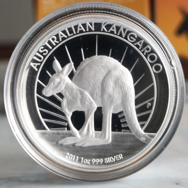 Серебряная монета 1 oz "Австралийский Кенгуру", пруф, в футляре и с сертификатом, Австралия, 2011 KANGAROO-2011 фото