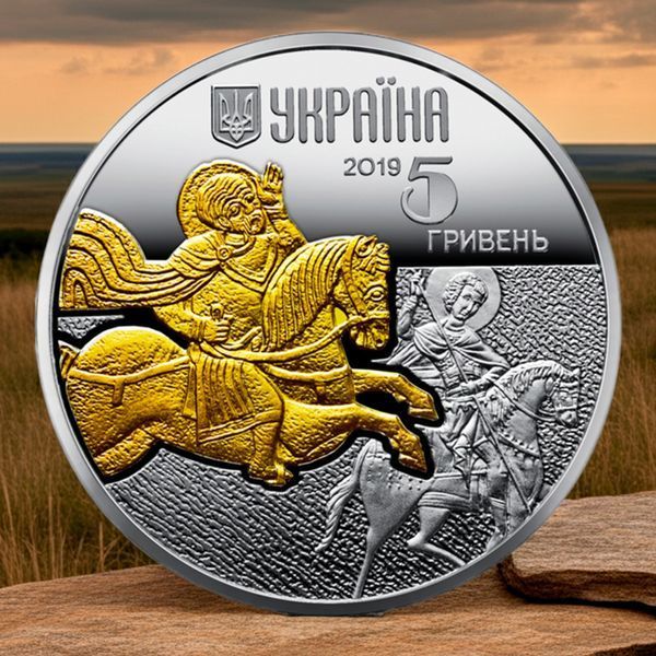 Серебряная памятная монета НБУ с позолотой "Конь" 5 гривен, в футляре, 2019 S-HORSE-2019 фото