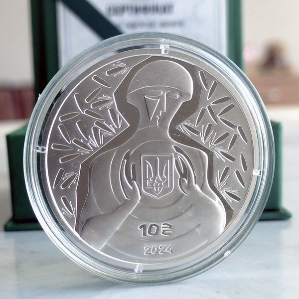 Серебряная монета НБУ "Ни пуля, ни сабля!", в футляре, 10 гривен, 2024 S-NISHAB-2024 фото