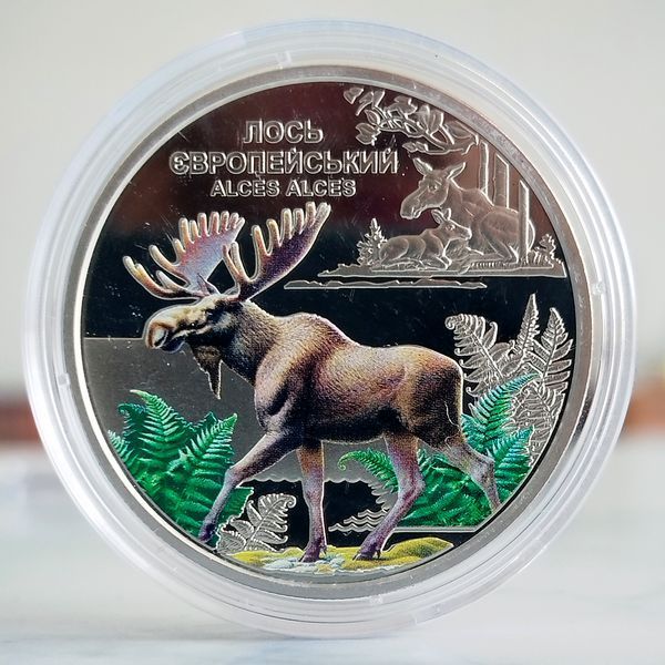Монета НБУ "Чорнобиль. Відродження. Лось європейський" 5 гривень, у буклеті, 2025 VIDRODG-LOS-BLIS-2025 фото