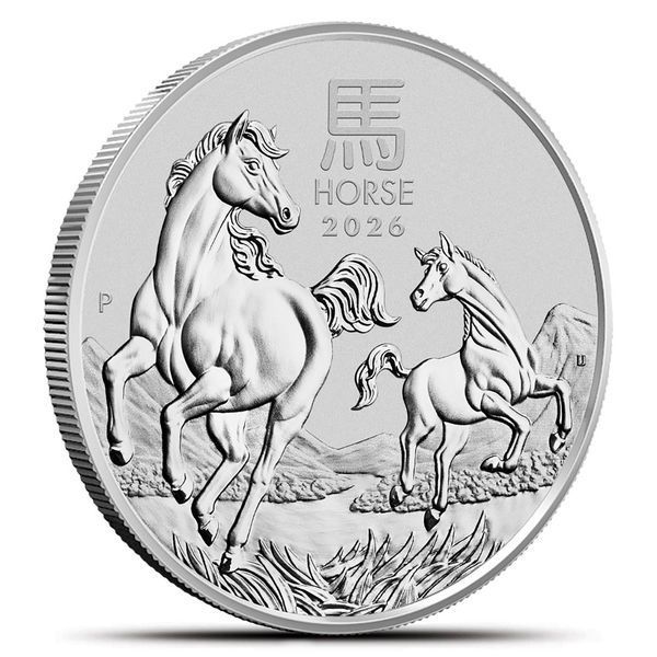 Серебряная монета "Год Лошади" Lunar III, 1 унция чистого серебра, Австралия, 2026 HORSE-AUS-26 фото