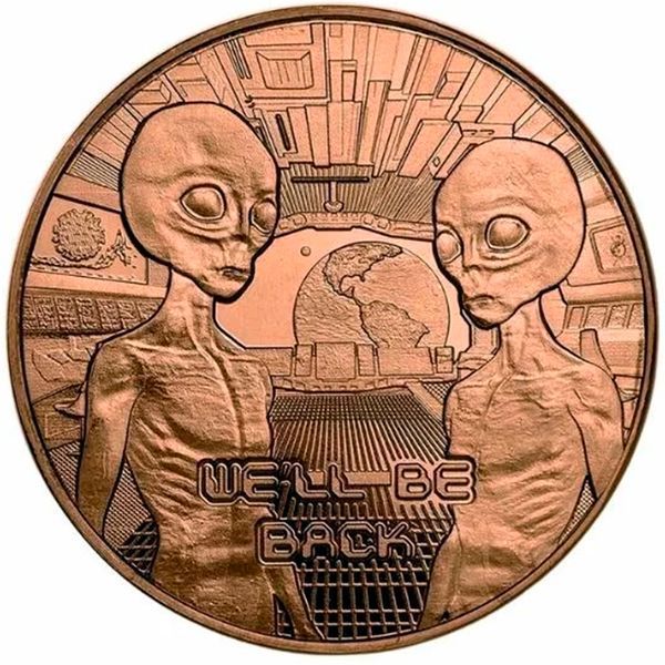 Медный раунд "Зона 51. "Мы вернемся", 1 унция чистой меди 999, США CU-BE-BACK фото