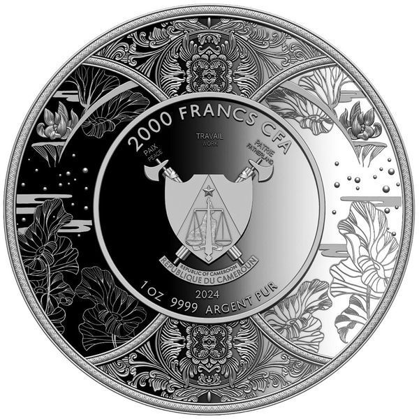 Срібна монета &laquo;Дурга-індуїстська богиня&raquo; з сертифікатом, 1 oz, prooflike, 2000 франків, Камерун, 2024 DURGA2 фото