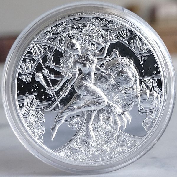 Срібна монета &laquo;Дурга-індуїстська богиня&raquo; з сертифікатом, 1 oz, prooflike, 2000 франків, Камерун, 2024 DURGA2 фото