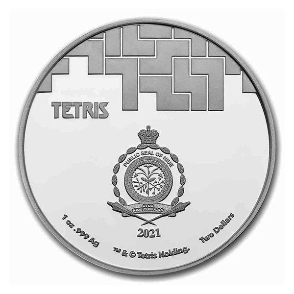 Серебряная монета 1oz Tetris "Собор Василия Блаженного" 2 доллара 2021, Ниуэ TETRIS фото