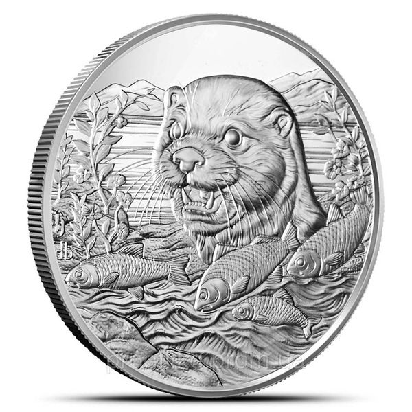 Срібна монета "Видра" (Otter) серії "Piscivore" (Рибоїди), пруфлайк, 1 oz срібла 999, Камерун, 2024 S-OTTER-2024 фото