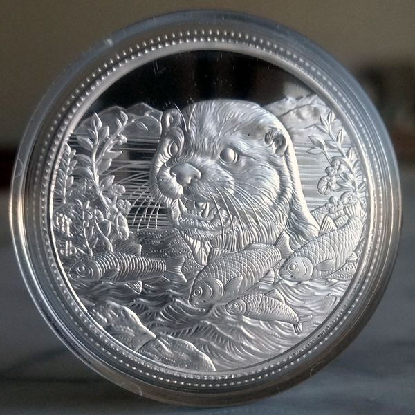 Срібна монета "Видра" (Otter) серії "Piscivore" (Рибоїди), пруфлайк, 1 oz срібла 999, Камерун, 2024 S-OTTER-2024 фото