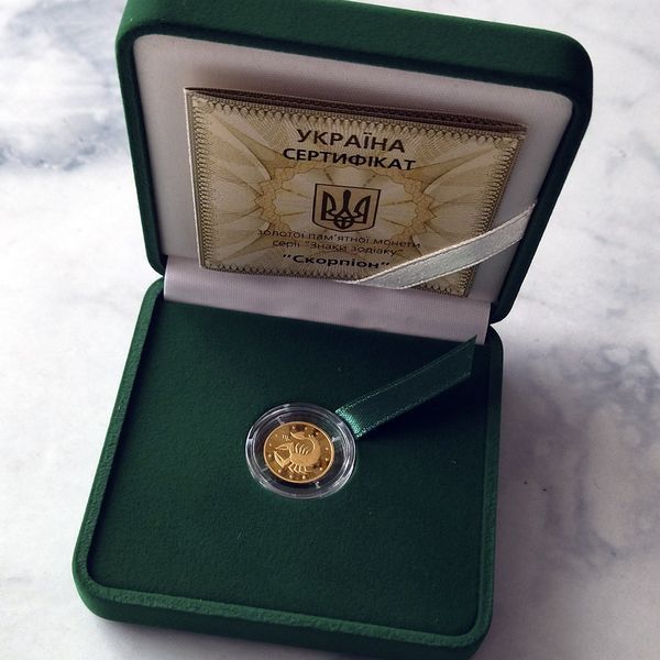 Золотая монета НБУ "Скорпион", 1,24 г чистого золота, 2007 G-SCORP фото