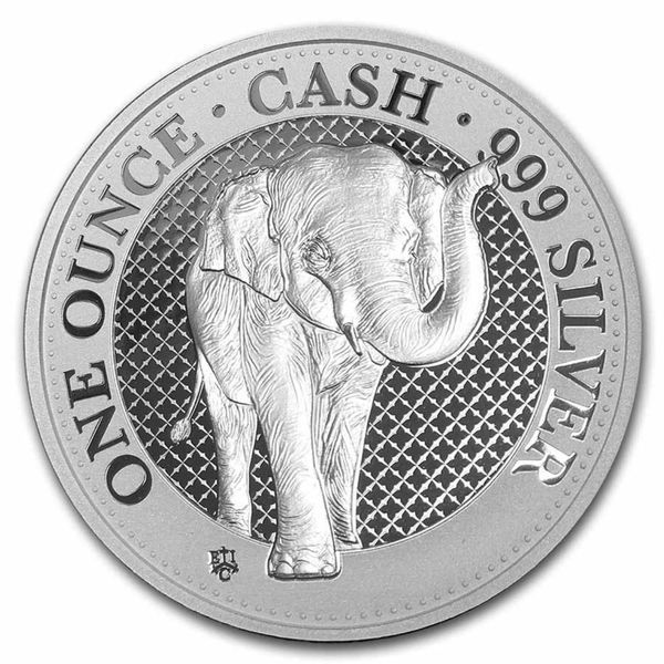 Срібна монета "Слон CACH" серія "Дика природа Індії", о. Святої Олени, 1 фунт, 2021 ELEPH-CASH2021 фото