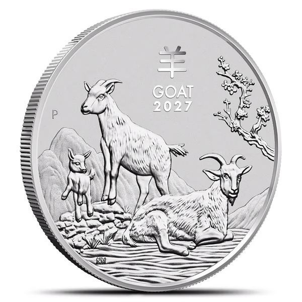 Серебряная монета "Год Козы" Lunar III 1 унция чистого серебра Австралия 2027 GOAT-AUS-27 фото