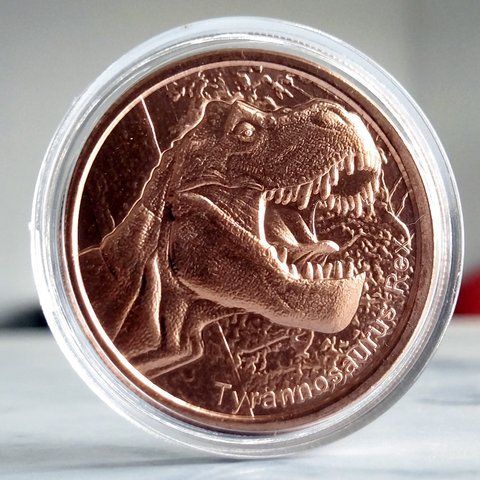 Мідний раунд "Тиранозавр Рекс", 1 унція чистої міді 999, США CU-TREX фото