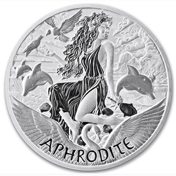 Серебряная монета Афродита серии "Боги Олимпа", 1 доллар 2022, Тувалу APHRODITE22 фото